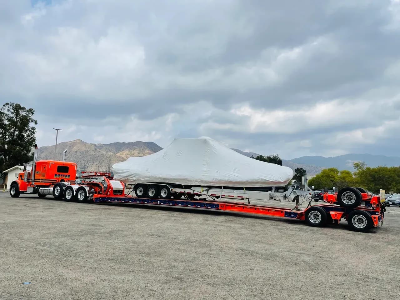 Heavy haul truck transporting oversized equipment